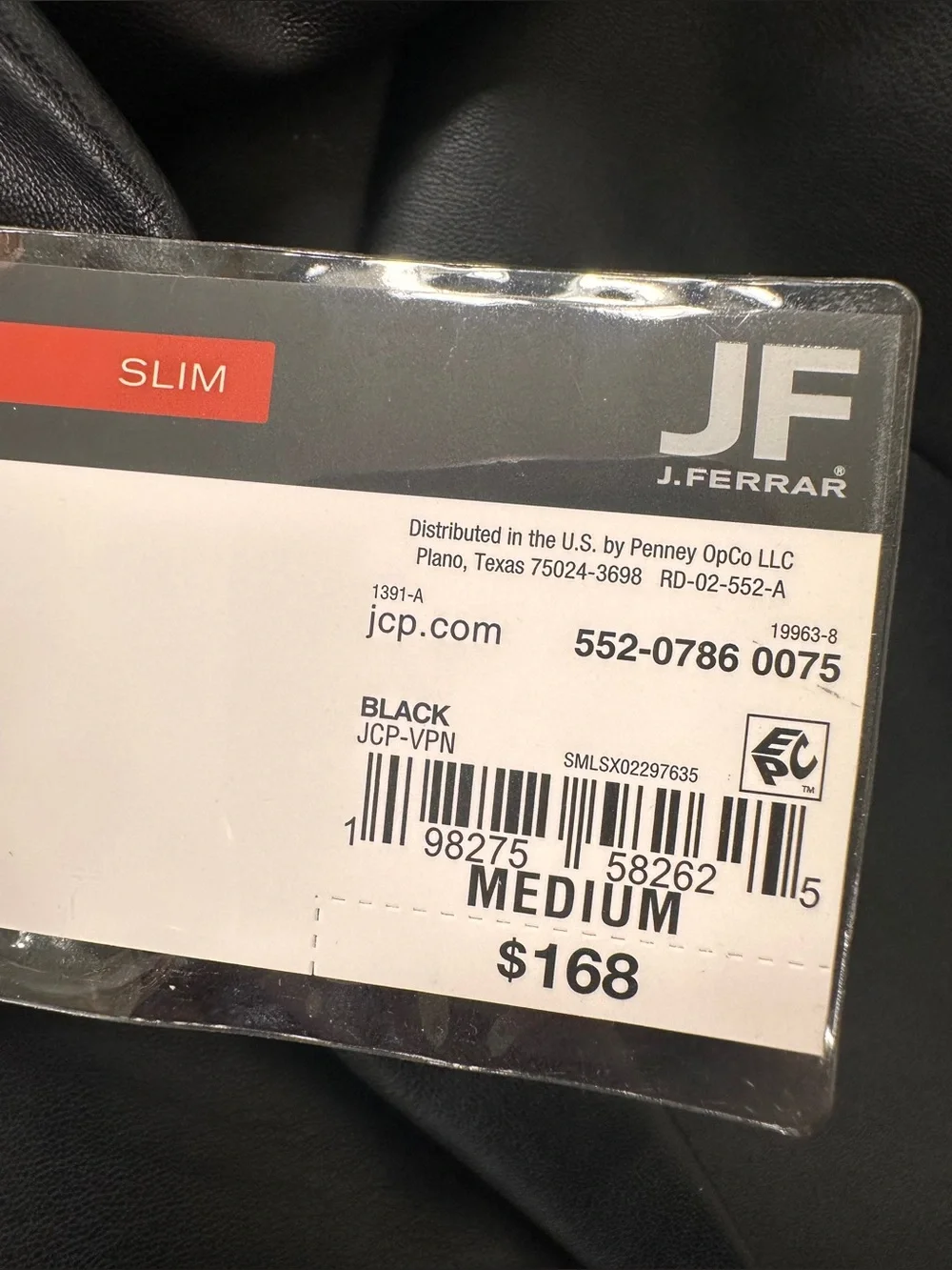 NWT J Ferrar Black Faux Leather Sport Coat Blazer Slim Fit Mens Medium $168